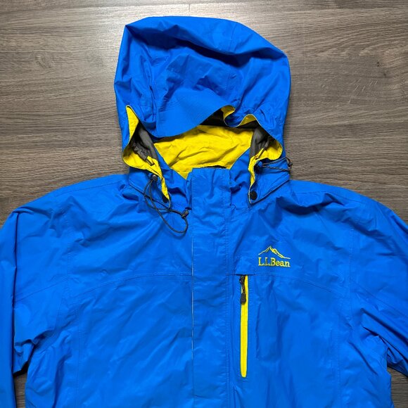 L.L. Bean Men's Trail Model Rain Jacket - Blue/Yellow - Picture 2 of 9